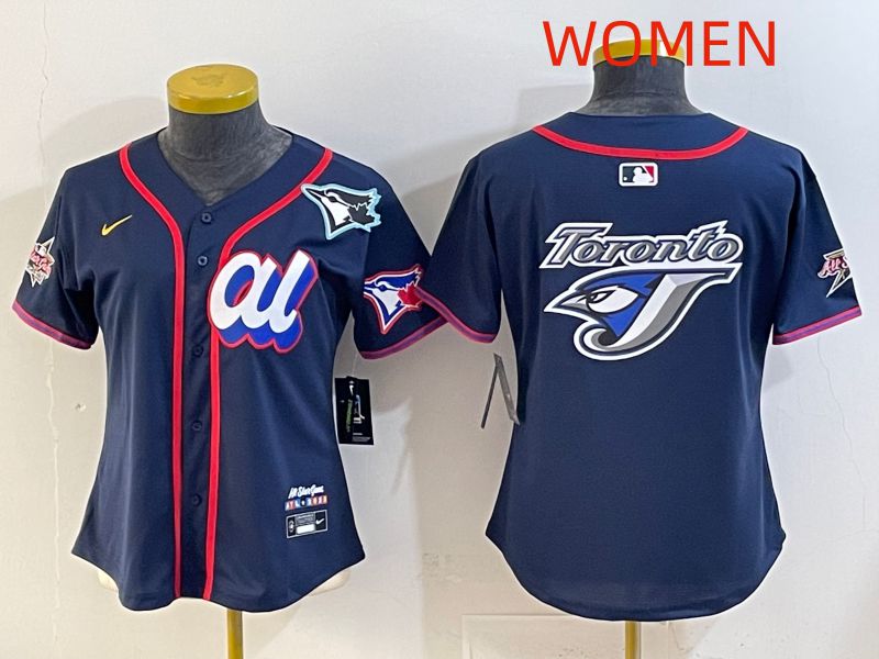 Women 2025 Toronto Blue Jays Blank Drak Blue All star Nike MLB Jersey style 05